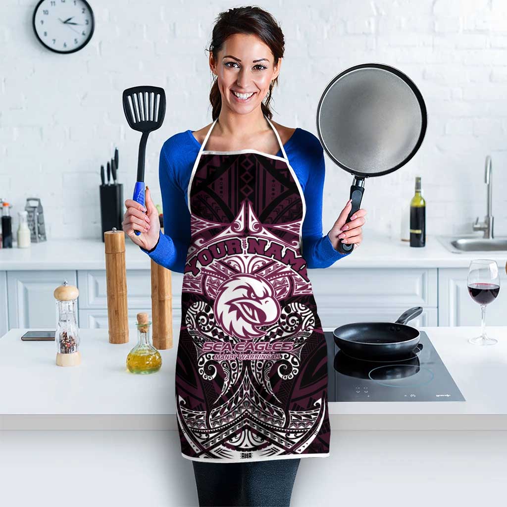 Personalized Manly Warringah Sea Eagles Apron Polynesian Tribal Pattern Style