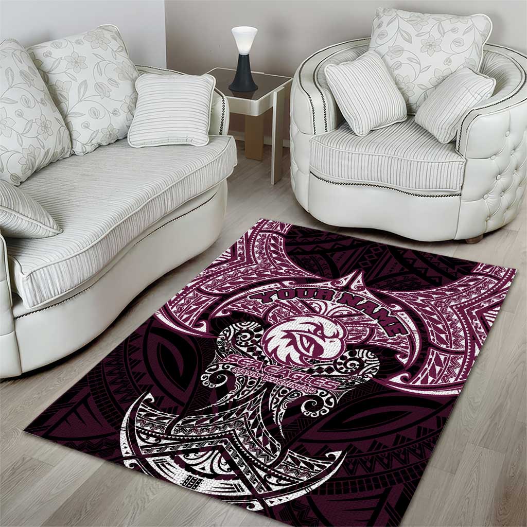 Personalized Manly Warringah Sea Eagles Area Rug Polynesian Tribal Pattern Style