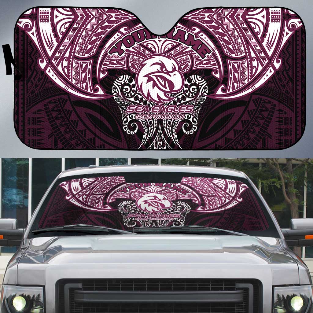 Personalized Manly Warringah Sea Eagles Auto Sun Shade Polynesian Tribal Pattern Style