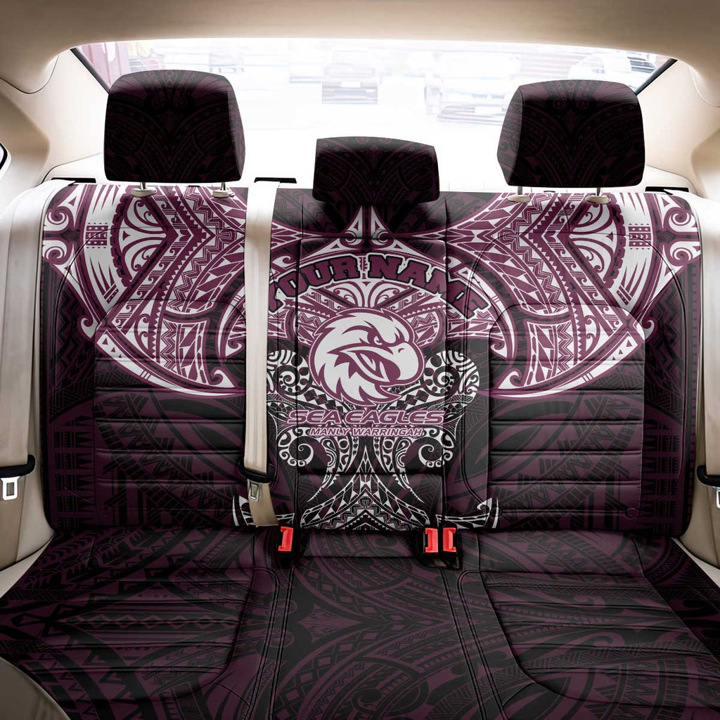 Personalized Manly Warringah Sea Eagles Back Car Seat Cover Polynesian Tribal Pattern Style