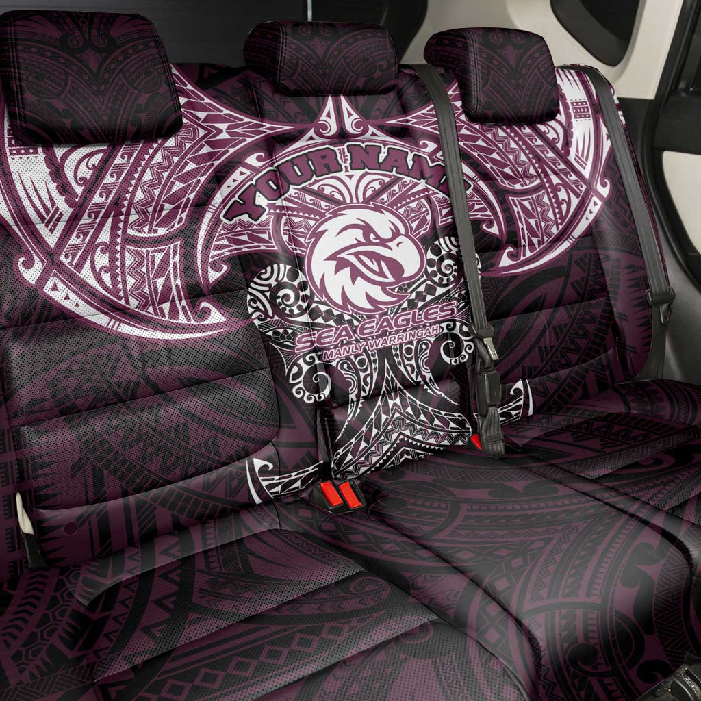 Personalized Manly Warringah Sea Eagles Back Car Seat Cover Polynesian Tribal Pattern Style