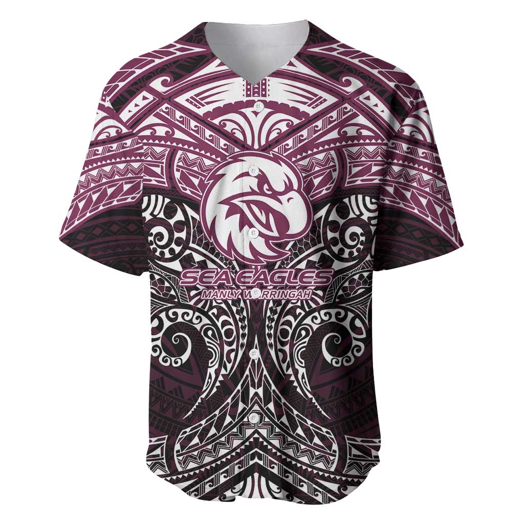 Personalized Manly Warringah Sea Eagles Baseball Jersey Polynesian Tribal Pattern Style