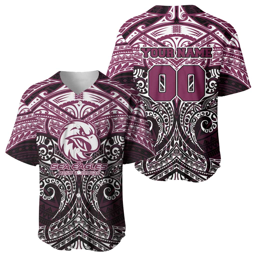 Personalized Manly Warringah Sea Eagles Baseball Jersey Polynesian Tribal Pattern Style