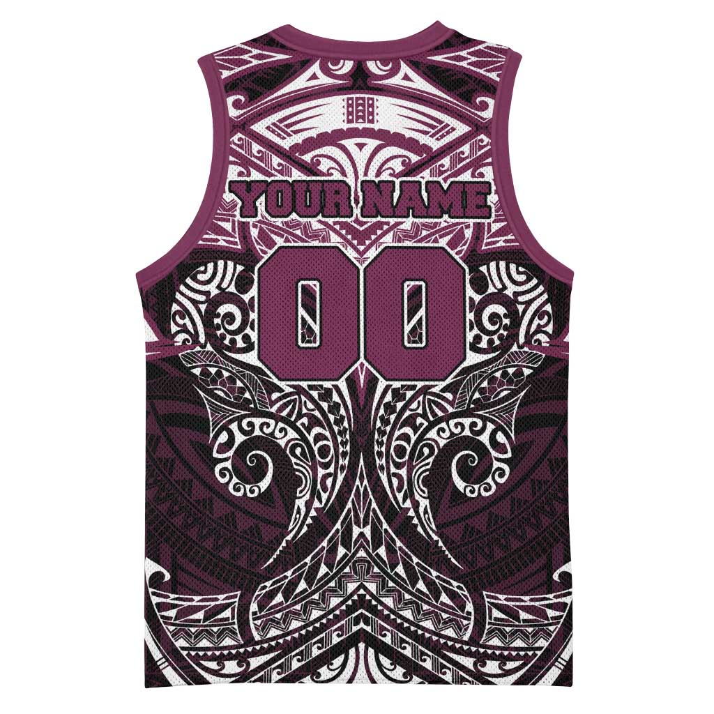 Personalized Manly Warringah Sea Eagles Basketball Jersey Polynesian Tribal Pattern Style