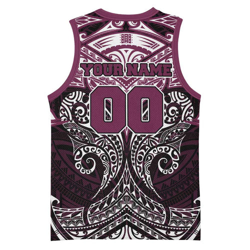 Personalized Manly Warringah Sea Eagles Basketball Jersey Polynesian Tribal Pattern Style