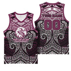 Personalized Manly Warringah Sea Eagles Basketball Jersey Polynesian Tribal Pattern Style