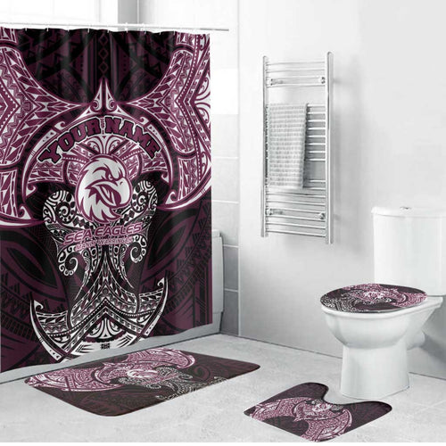 Personalized Manly Warringah Sea Eagles Bathroom Set Polynesian Tribal Pattern Style
