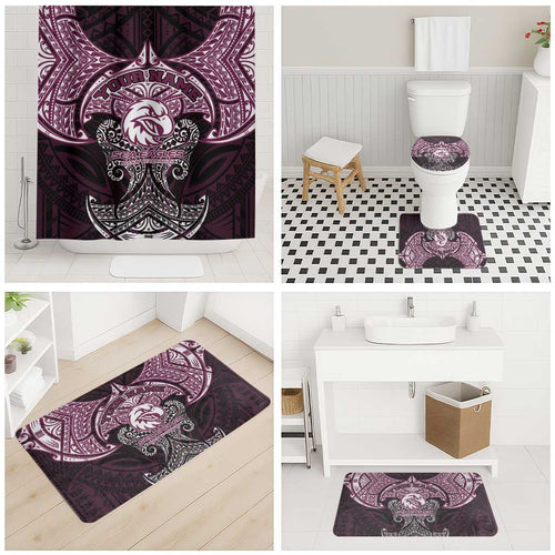 Personalized Manly Warringah Sea Eagles Bathroom Set Polynesian Tribal Pattern Style
