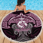 Personalized Manly Warringah Sea Eagles Beach Blanket Polynesian Tribal Pattern Style