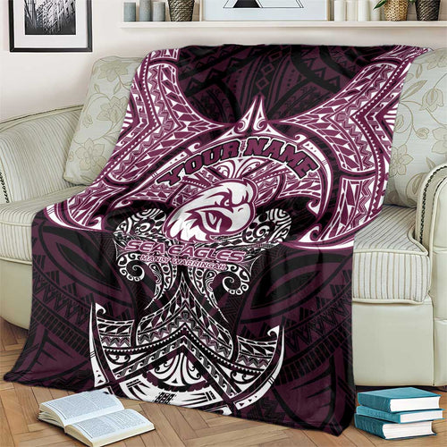 Personalized Manly Warringah Sea Eagles Blanket Polynesian Tribal Pattern Style