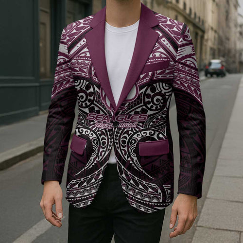 Personalized Manly Warringah Sea Eagles Blazer Polynesian Tribal Pattern Style