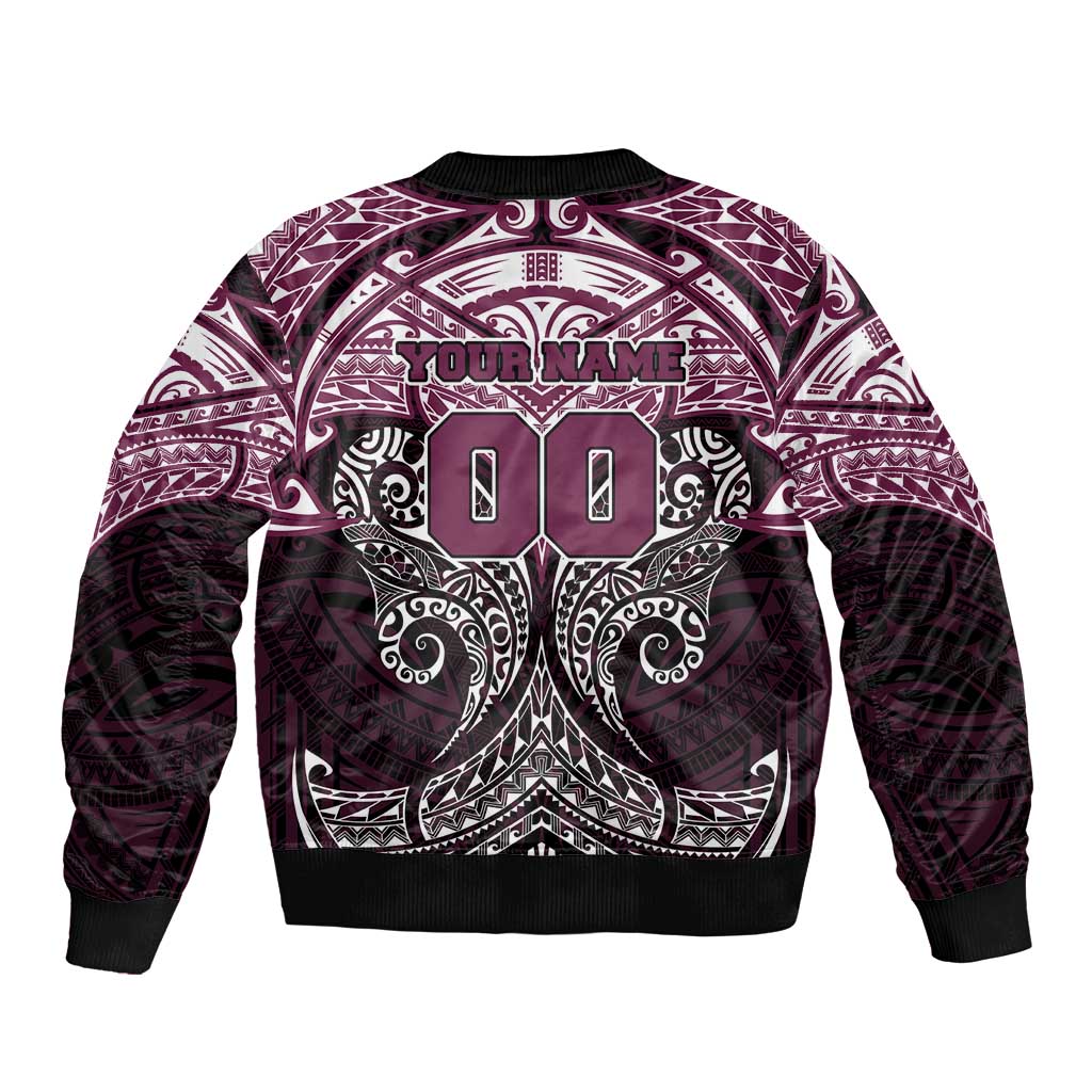 Personalized Manly Warringah Sea Eagles Bomber Jacket Polynesian Tribal Pattern Style