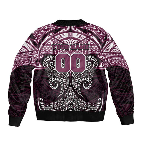 Personalized Manly Warringah Sea Eagles Bomber Jacket Polynesian Tribal Pattern Style