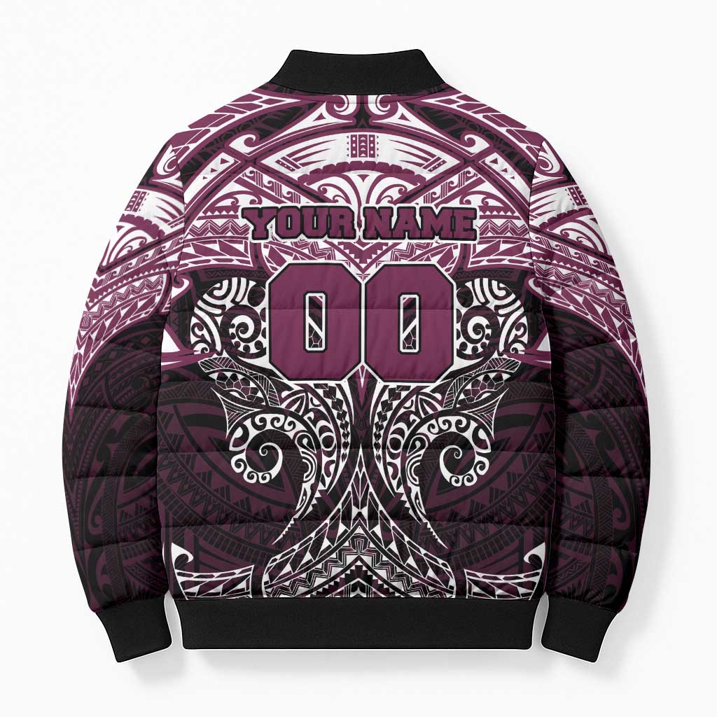 Personalized Manly Warringah Sea Eagles Bomber Puffer Jacket Polynesian Tribal Pattern Style