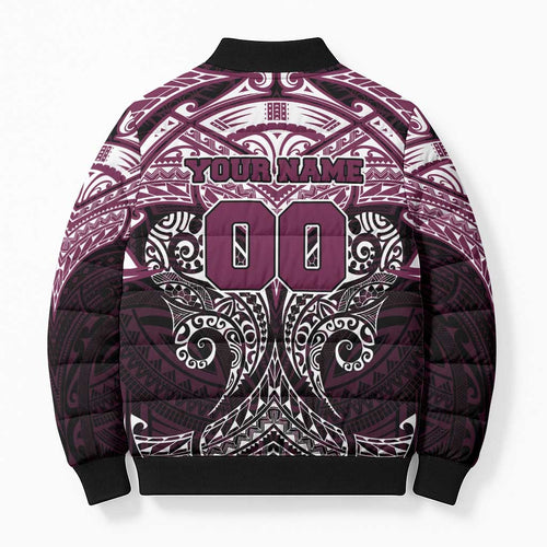 Personalized Manly Warringah Sea Eagles Bomber Puffer Jacket Polynesian Tribal Pattern Style