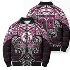 Personalized Manly Warringah Sea Eagles Bomber Puffer Jacket Polynesian Tribal Pattern Style