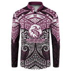 Personalized Manly Warringah Sea Eagles Button Sweatshirt Polynesian Tribal Pattern Style
