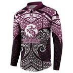 Personalized Manly Warringah Sea Eagles Button Sweatshirt Polynesian Tribal Pattern Style