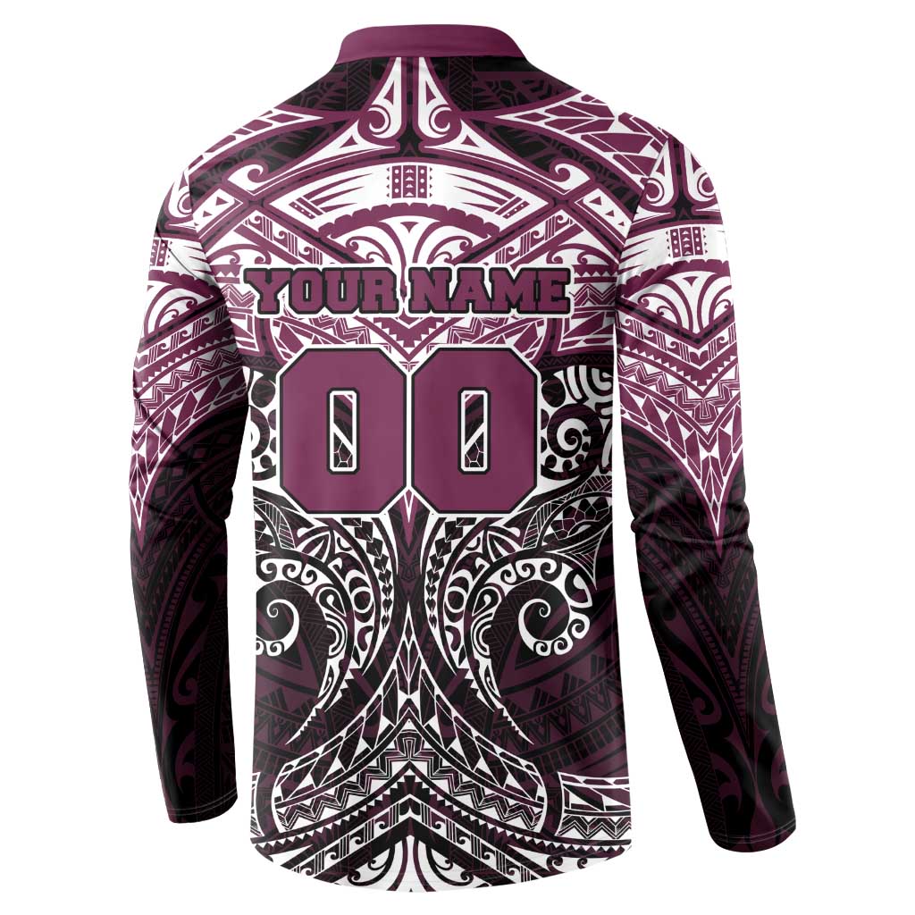 Personalized Manly Warringah Sea Eagles Button Sweatshirt Polynesian Tribal Pattern Style