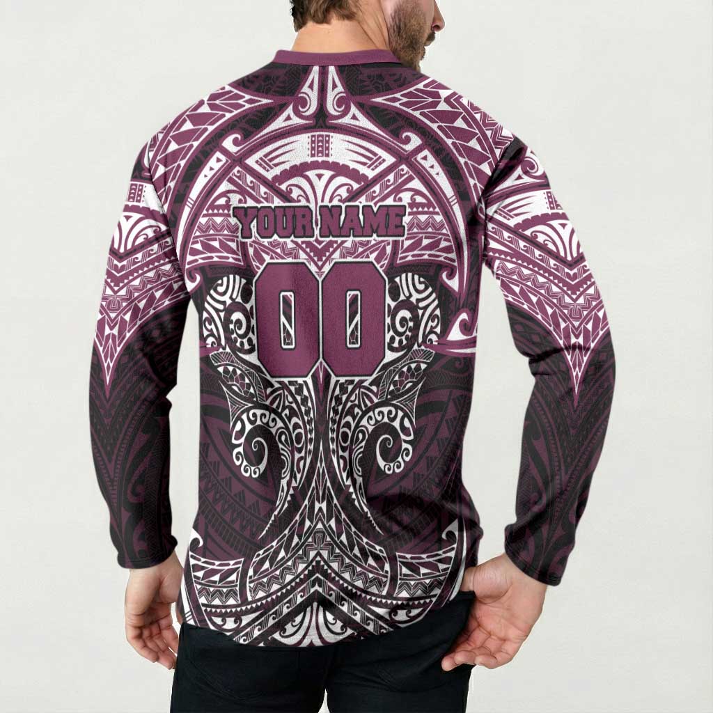 Personalized Manly Warringah Sea Eagles Button Sweatshirt Polynesian Tribal Pattern Style