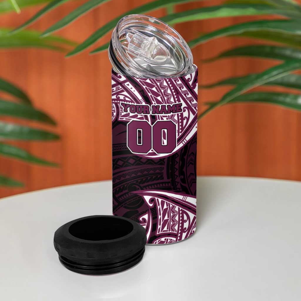 Personalized Manly Warringah Sea Eagles 4 in 1 Can Cooler Tumbler Polynesian Tribal Pattern Style