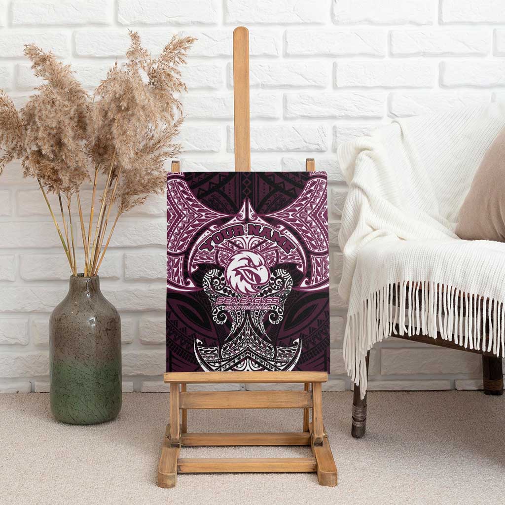 Personalized Manly Warringah Sea Eagles Canvas Wall Art Polynesian Tribal Pattern Style