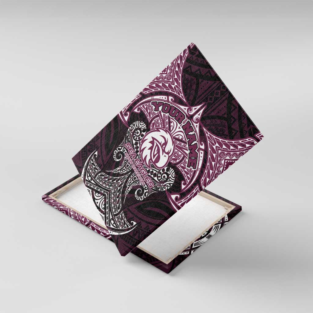 Personalized Manly Warringah Sea Eagles Canvas Wall Art Polynesian Tribal Pattern Style