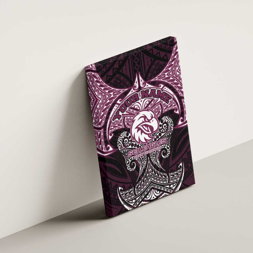 Personalized Manly Warringah Sea Eagles Canvas Wall Art Polynesian Tribal Pattern Style