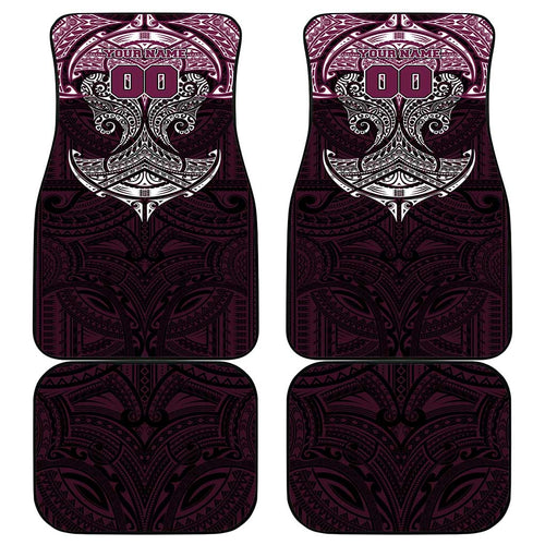 Personalized Manly Warringah Sea Eagles Car Mats Polynesian Tribal Pattern Style