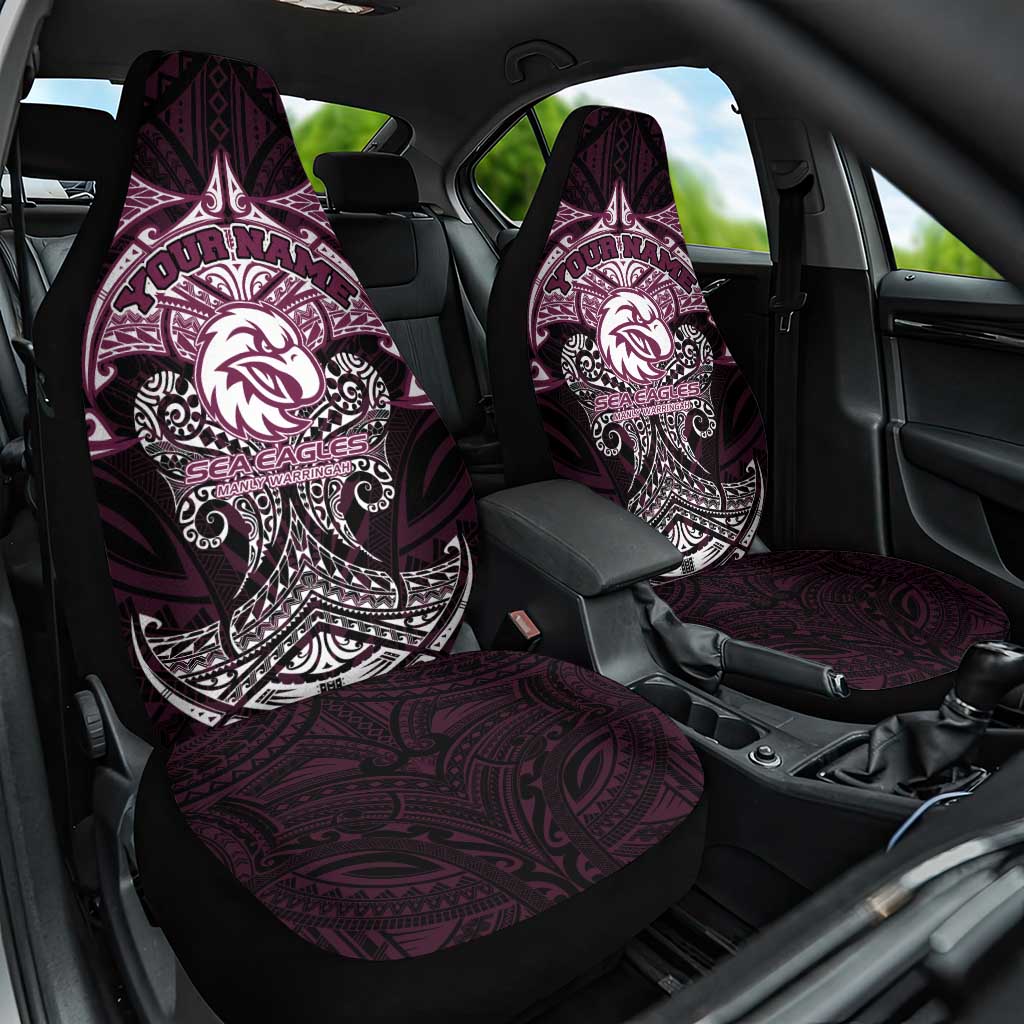 Personalized Manly Warringah Sea Eagles Car Seat Cover Polynesian Tribal Pattern Style