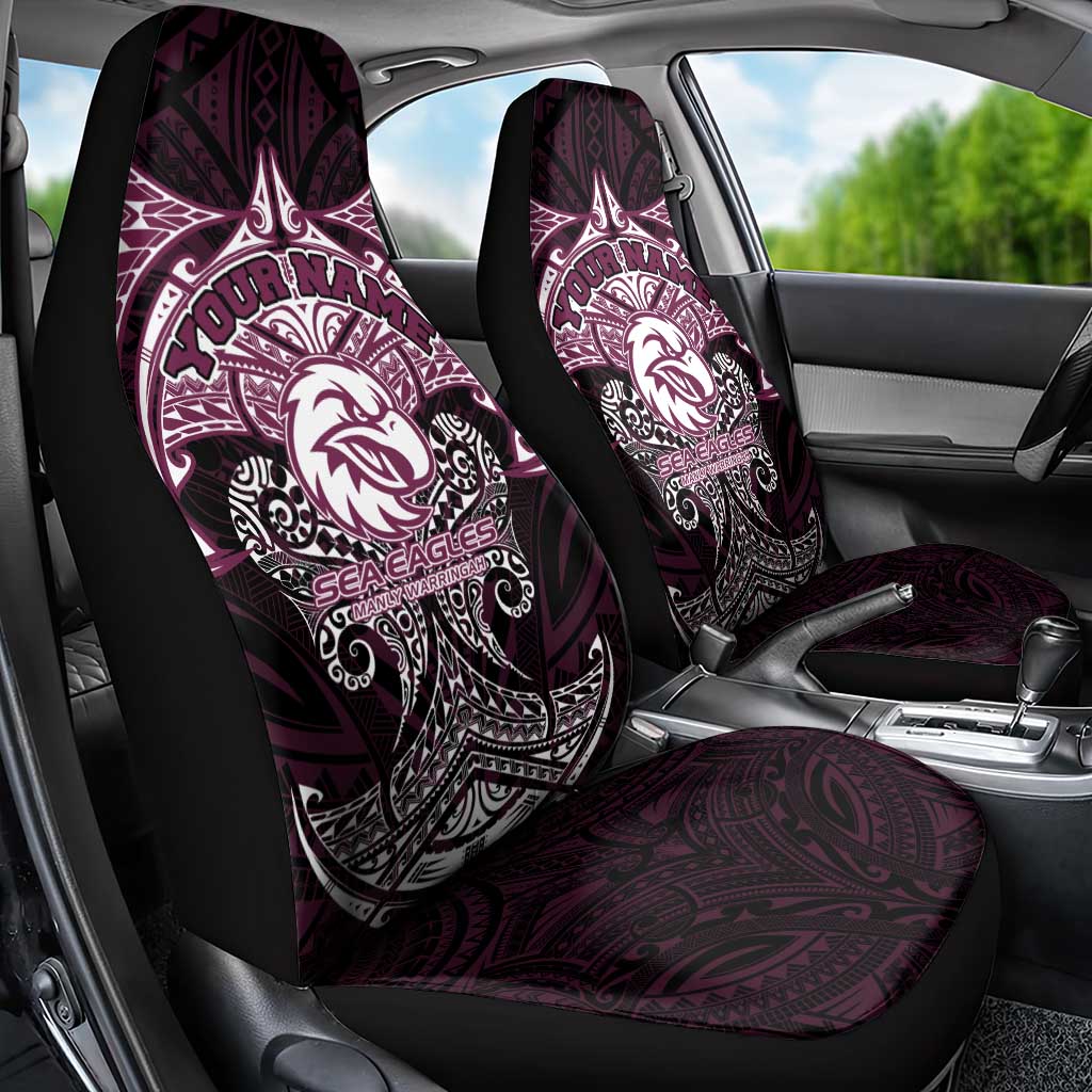 Personalized Manly Warringah Sea Eagles Car Seat Cover Polynesian Tribal Pattern Style