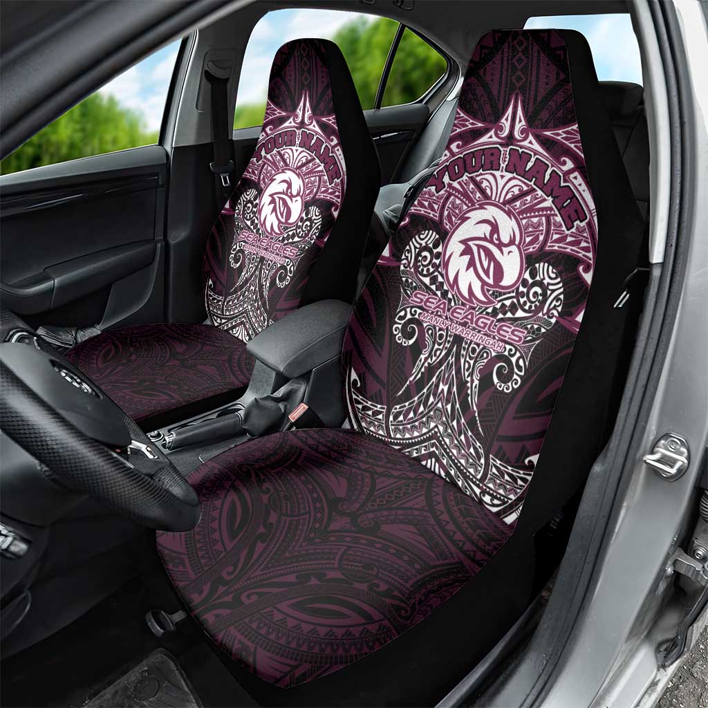 Personalized Manly Warringah Sea Eagles Car Seat Cover Polynesian Tribal Pattern Style