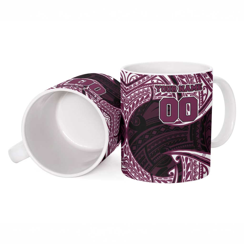 Personalized Manly Warringah Sea Eagles Ceramic Mug Polynesian Tribal Pattern Style