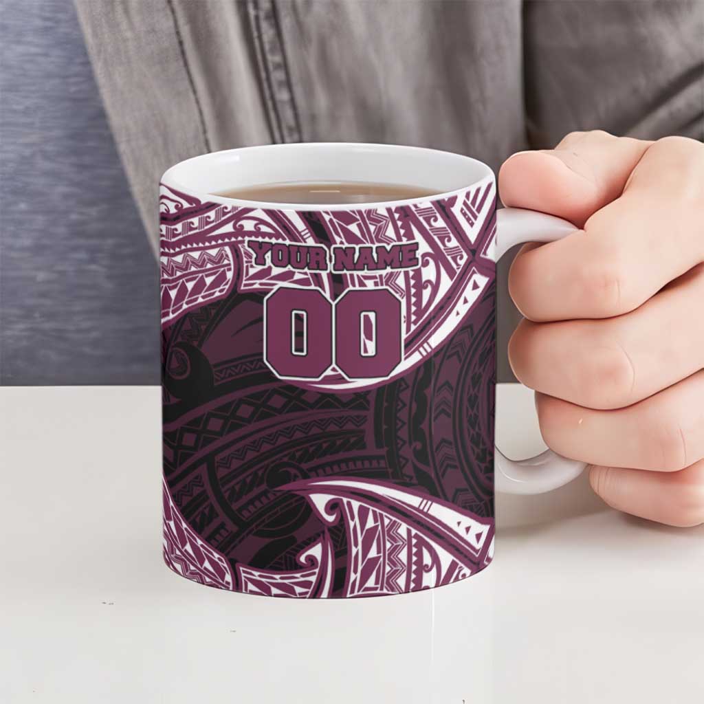Personalized Manly Warringah Sea Eagles Ceramic Mug Polynesian Tribal Pattern Style