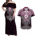 Personalized Manly Warringah Sea Eagles Couples Matching Off Shoulder Maxi Dress and Hawaiian Shirt Polynesian Tribal Pattern Style