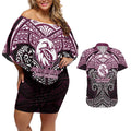 Personalized Manly Warringah Sea Eagles Couples Matching Off Shoulder Short Dress and Hawaiian Shirt Polynesian Tribal Pattern Style