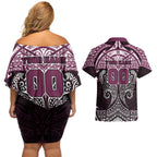 Personalized Manly Warringah Sea Eagles Couples Matching Off Shoulder Short Dress and Hawaiian Shirt Polynesian Tribal Pattern Style