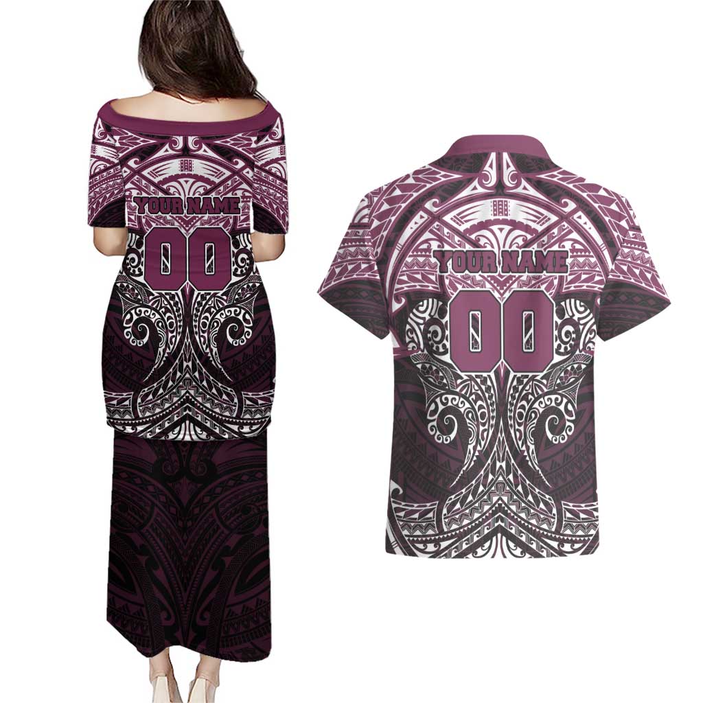 Personalized Manly Warringah Sea Eagles Couples Matching Puletasi and Hawaiian Shirt Polynesian Tribal Pattern Style