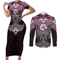 Personalized Manly Warringah Sea Eagles Couples Matching Short Sleeve Bodycon Dress and Long Sleeve Button Shirt Polynesian Tribal Pattern Style