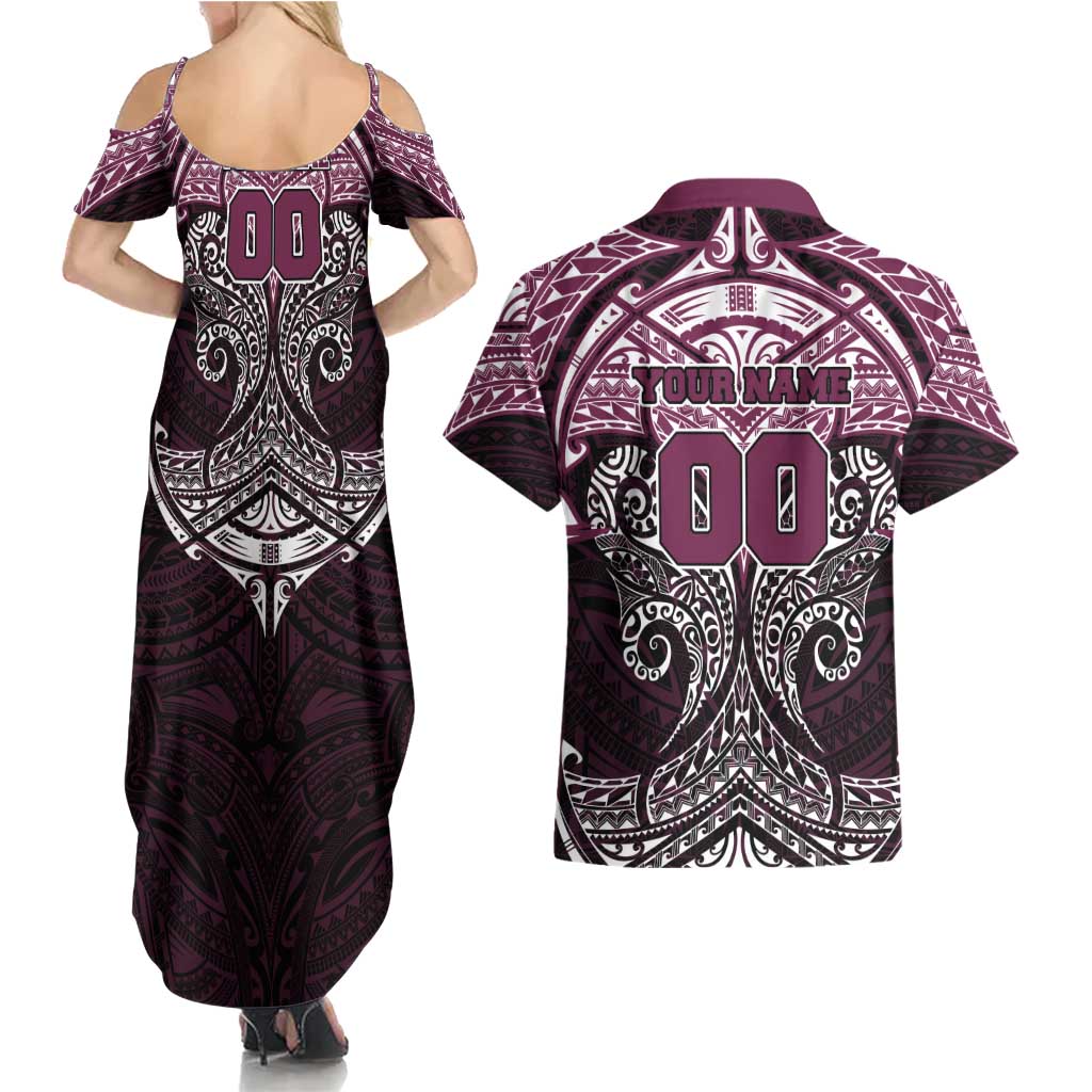 Personalized Manly Warringah Sea Eagles Couples Matching Summer Maxi Dress and Hawaiian Shirt Polynesian Tribal Pattern Style