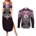 Personalized Manly Warringah Sea Eagles Couples Matching Summer Maxi Dress and Long Sleeve Button Shirt Polynesian Tribal Pattern Style