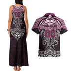 Personalized Manly Warringah Sea Eagles Couples Matching Tank Maxi Dress and Hawaiian Shirt Polynesian Tribal Pattern Style