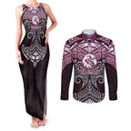 Personalized Manly Warringah Sea Eagles Couples Matching Tank Maxi Dress and Long Sleeve Button Shirt Polynesian Tribal Pattern Style