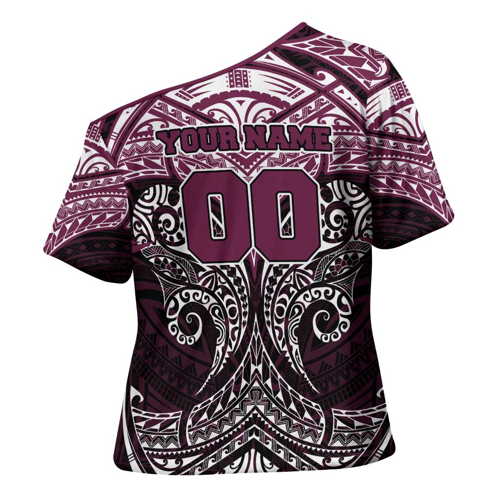 Personalized Manly Warringah Sea Eagles Cross Shoulder Shirt Polynesian Tribal Pattern Style