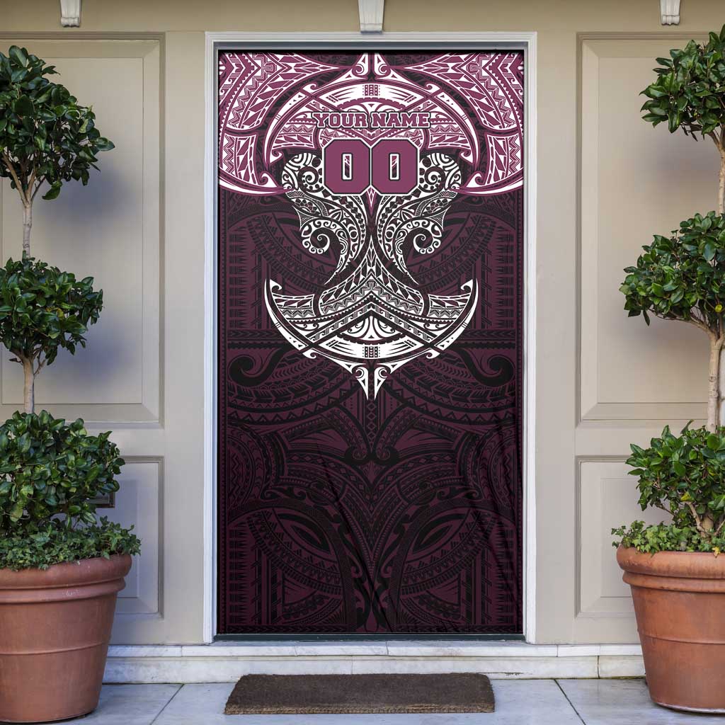 Personalized Manly Warringah Sea Eagles Door Cover Polynesian Tribal Pattern Style