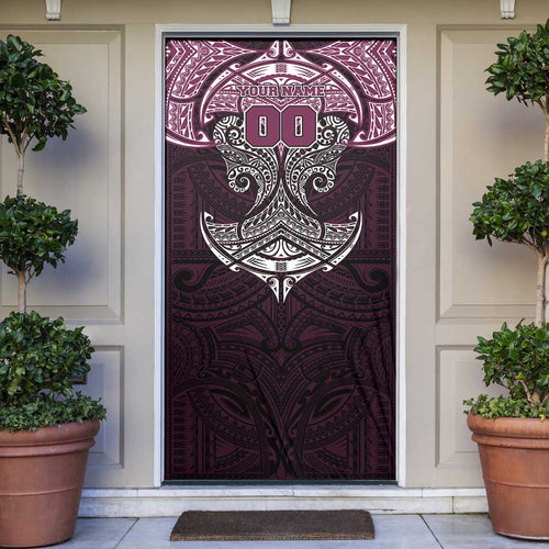 Personalized Manly Warringah Sea Eagles Door Cover Polynesian Tribal Pattern Style