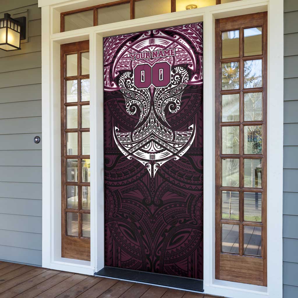 Personalized Manly Warringah Sea Eagles Door Cover Polynesian Tribal Pattern Style