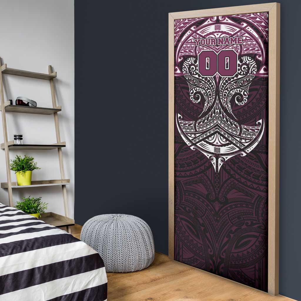 Personalized Manly Warringah Sea Eagles Door Cover Polynesian Tribal Pattern Style