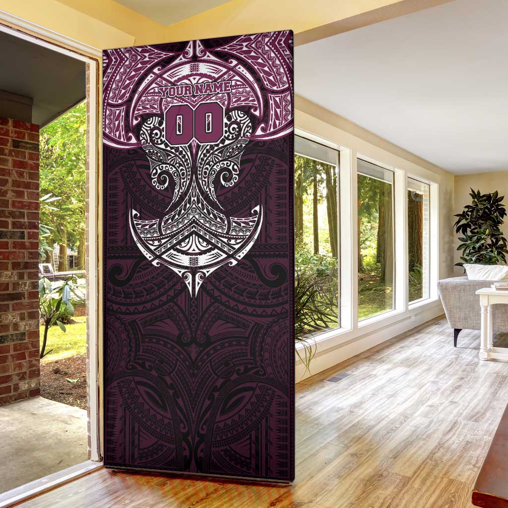 Personalized Manly Warringah Sea Eagles Door Cover Polynesian Tribal Pattern Style