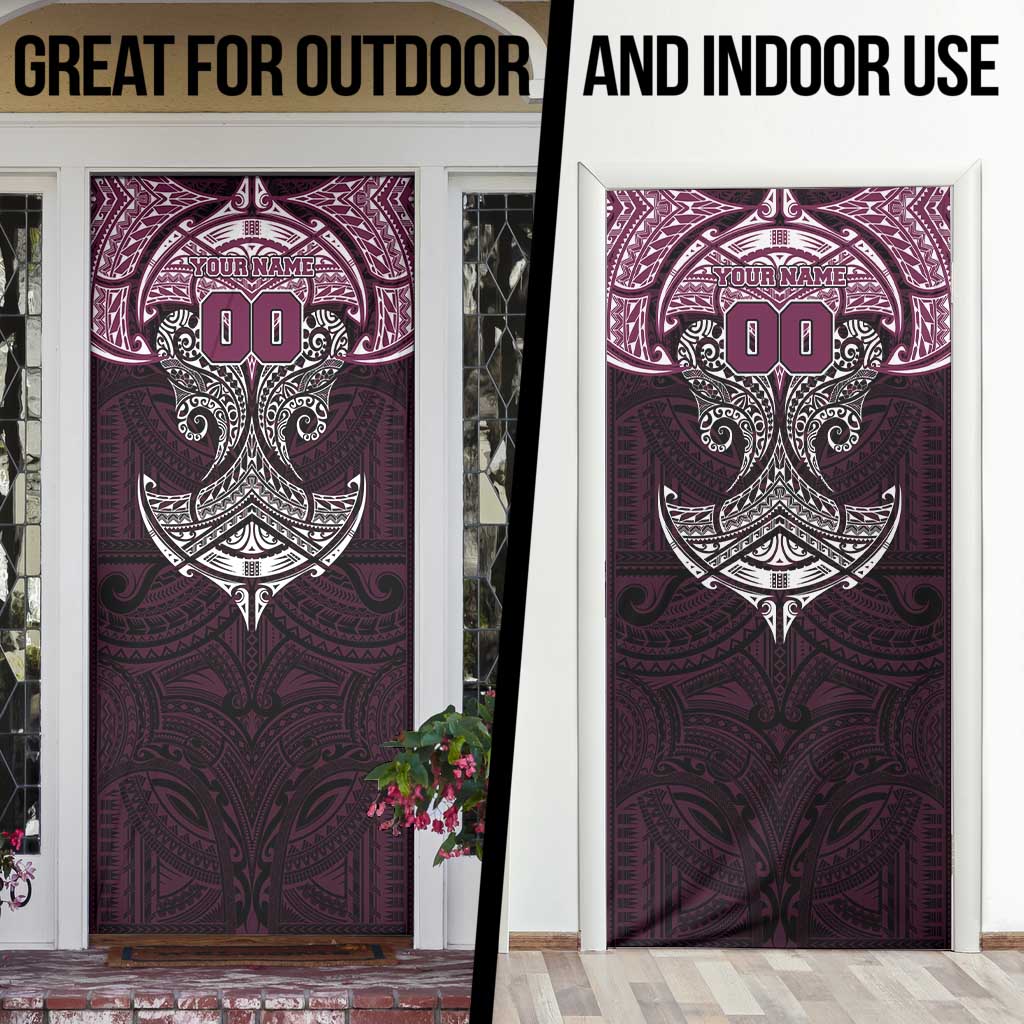 Personalized Manly Warringah Sea Eagles Door Cover Polynesian Tribal Pattern Style